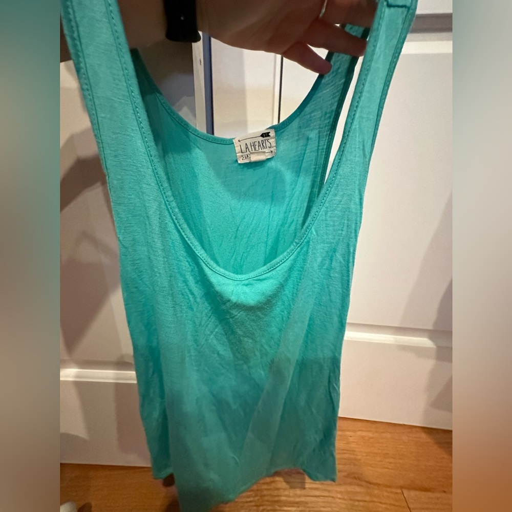 La Hearts Aqua Tank Top